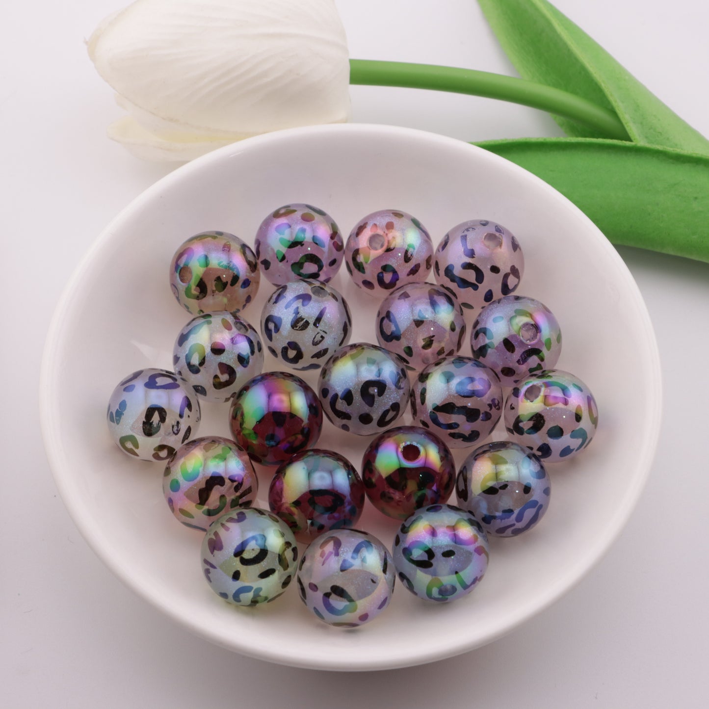 FS4299- 16mm Leopard Print Beads Luminous Glow