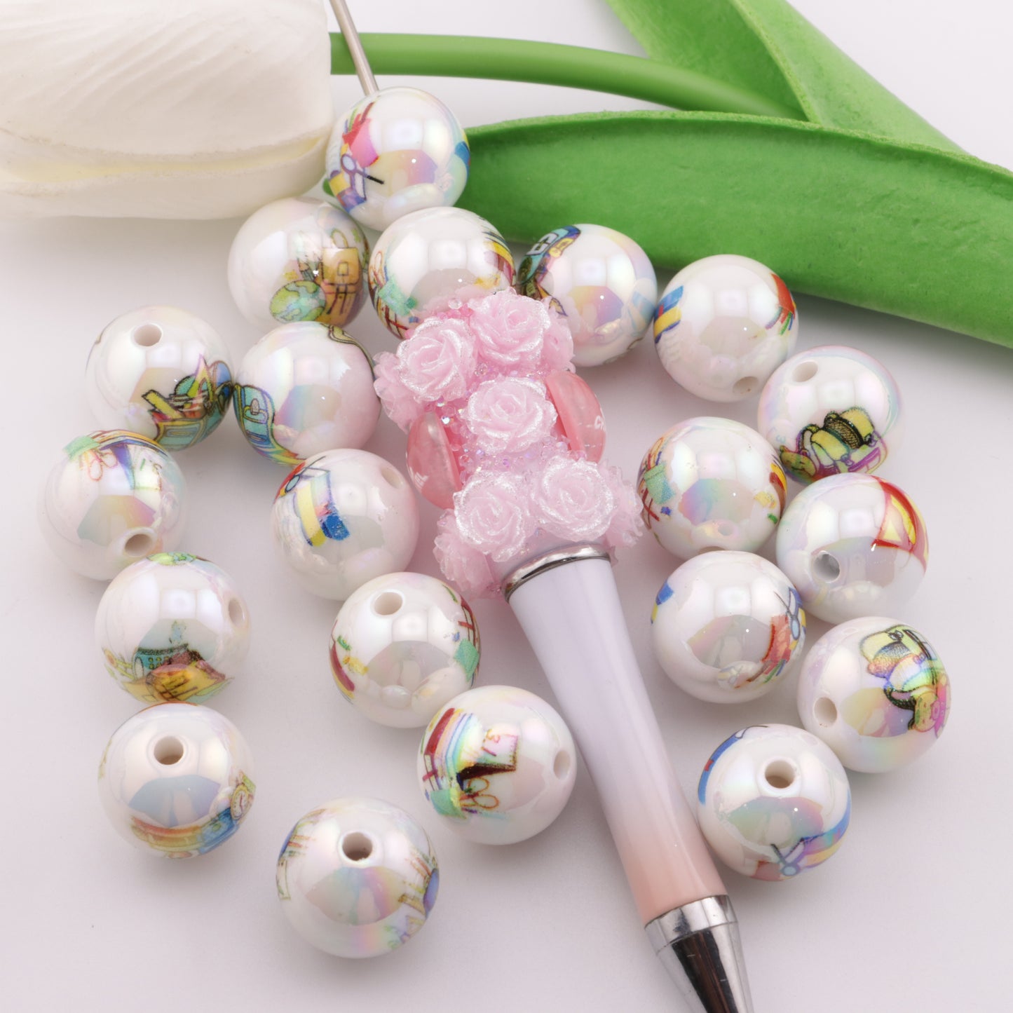 FS0463- 16mm Stationery Printed Beads