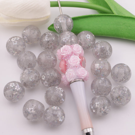 FS3543- 16mm Fine Glitter Flower Shimmer Resin Beads