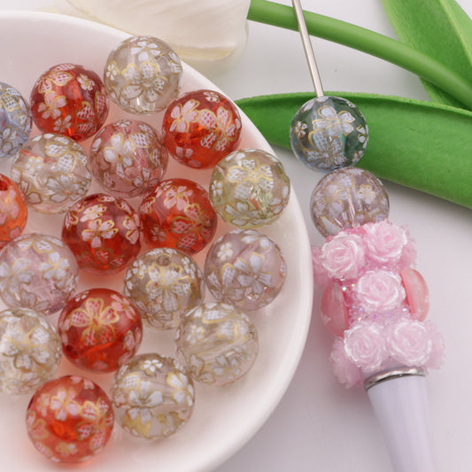 FS4207- 16mm Floral Printed Beads