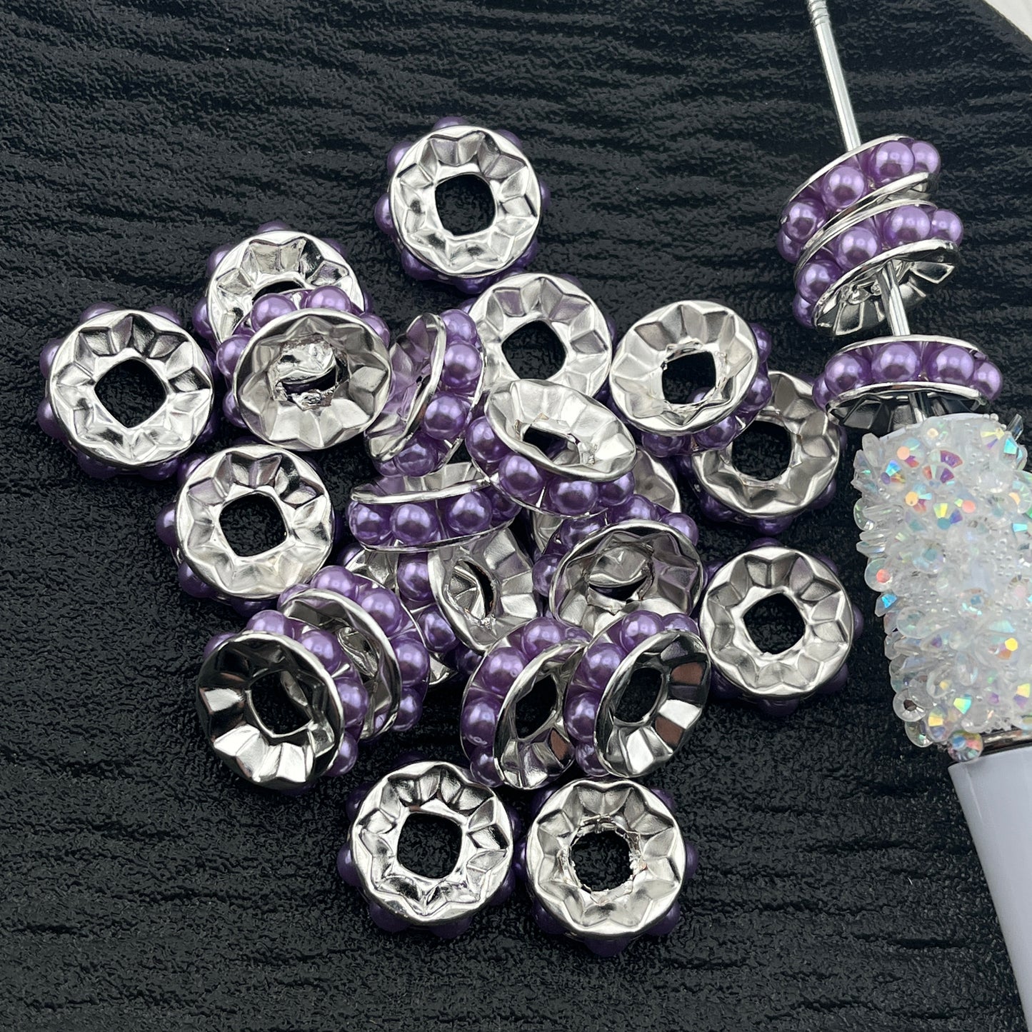 FS2360- 15mm Pearl Spacers Pearl Flat Edge Spacer Beads