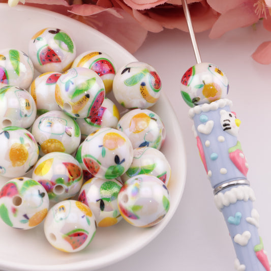 FS0548- 16mm Fruit Printed Beads