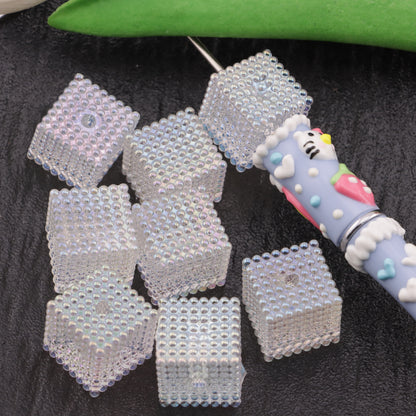 FS5678- 16mm UV Points Cubes Beads Transparent Bumpy Square Beads