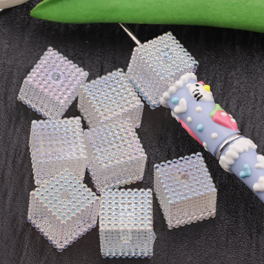 FS5678- 16mm UV Points Cubes Beads Transparent Bumpy Square Beads