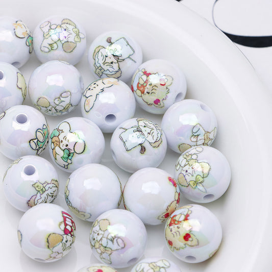 FS4259- Solid Color Mikoo Acrylic Printed Beads 16mm