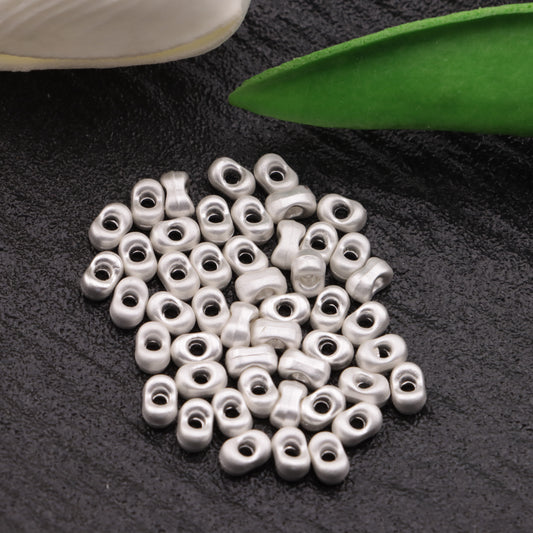 FS3764- 4×6mm Electroplated Silver Metal Peanut Beads