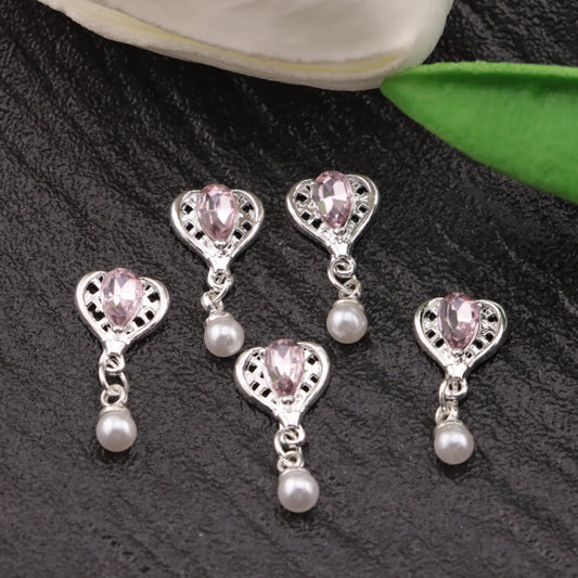 FS3802- 10×21mm Alloy Heart-Shaped Nail Rhinestones