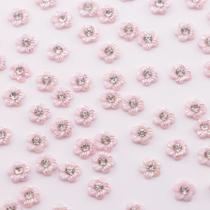 FS5679- 6mm UV 5-Petal Small Flower Charms With Diamonds