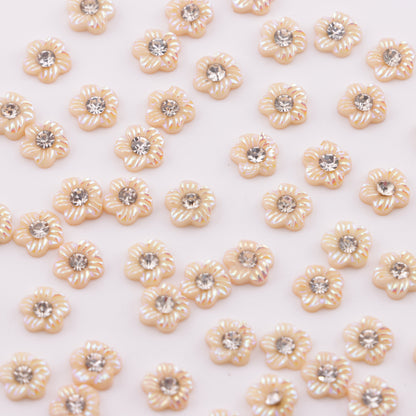 FS5679- 6mm UV 5-Petal Small Flower Charms With Diamonds