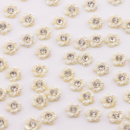 FS5679- 6mm UV 5-Petal Small Flower Charms With Diamonds