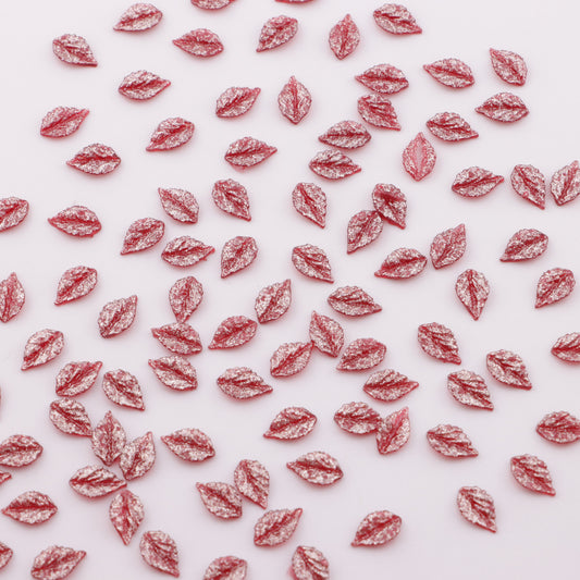 FS3984- 10mm Red Glowing Soft Leaf Charms Glow In The Dark Red Soft Leaves
