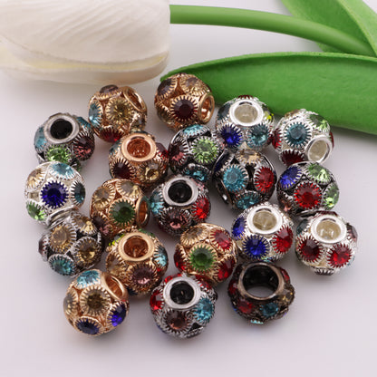 FS5441- 14mm Metal Alloy Spacer Beads With Diamonds