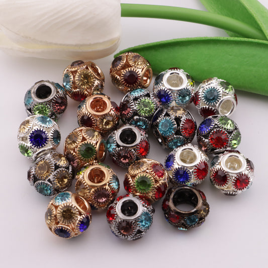 FS5441- 14mm Metal Alloy Spacer Beads With Diamonds
