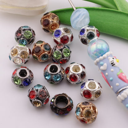 FS5441- 14mm Metal Alloy Spacer Beads With Diamonds