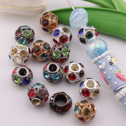 FS5441- 14mm Metal Alloy Spacer Beads With Diamonds
