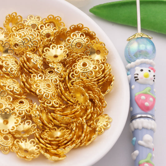 FS3485- 10mm Golden Flower Holder Separator Beads (Pen Can Pass Through)