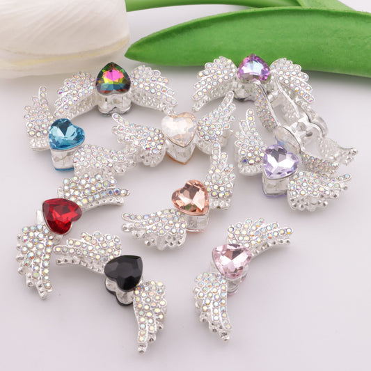 FS5758- 36*15Mm Heart Angel Wings Metal Beads, Love - Shaped Angel Wings Alloy Beads, Fit For Pen