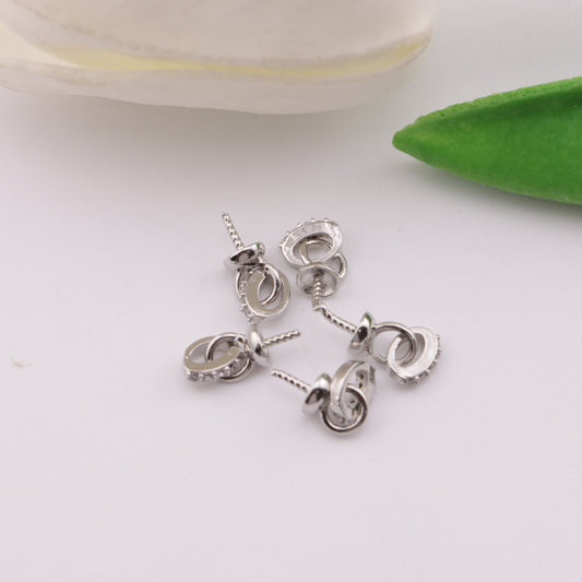 FS4038- 8mm×4mm Color-Retaining 14K Gold-Plated Diamond-Set Pendant Needle (For Half-Hole Beads)