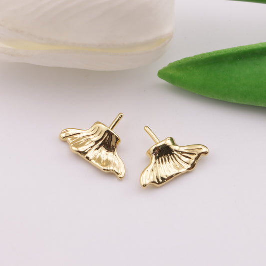 FS4033- 18K Gold Fish Tail Pin (For Half-Hole Beads)