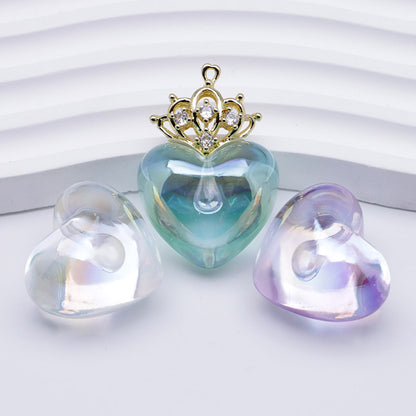 FS5131- UV Clear Color Heart Pendant Beads Translucent UV Half-Hole Heart Beads Beads Charms