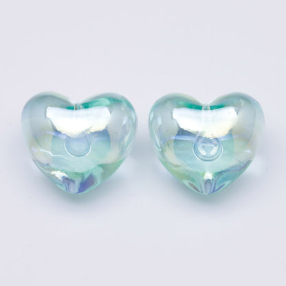 FS5131- UV Clear Color Heart Pendant Beads Translucent UV Half-Hole Heart Beads Beads Charms