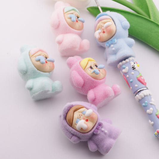 FS5557- Crying Baby Flocked Resin Beads (Through Hole)