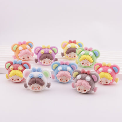 FS5581- 9PCS/Set Charms Wendy Colorful Teddy Bear Head Ornaments