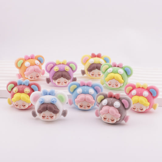 FS5581- 9PCS/Set Charms Wendy Colorful Teddy Bear Head Ornaments