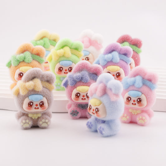 FS5625- Flocked Three-Dimensional Bean Bun Sitting Bowknot Rabbit