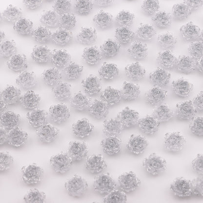 FS5471- 10mm Gray Fine Glitter Soft Flower Charms Soft Flower Patches Luminous