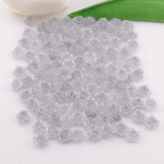 FS5471- 10mm Gray Fine Glitter Soft Flower Charms Soft Flower Patches Luminous