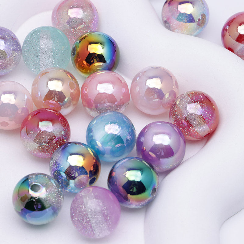 FS1247- 16Mm UV Fine Glitter Gradient Acrylic Beads