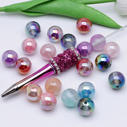 FS1247- 16Mm UV Fine Glitter Gradient Acrylic Beads