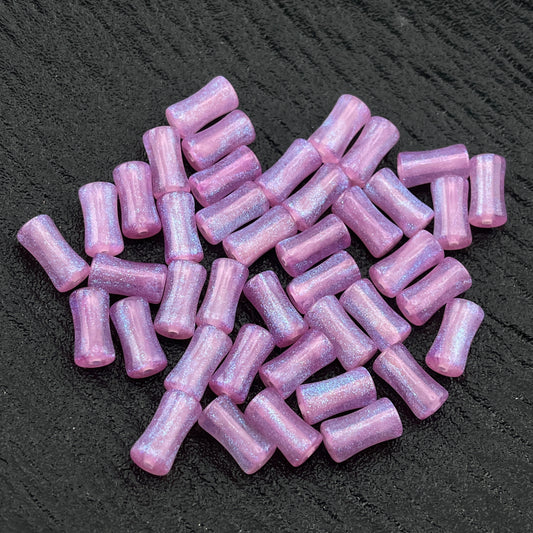 FS2154- 6×12Mm Milky Way Fine Glitter Bamboo - Joint Beads