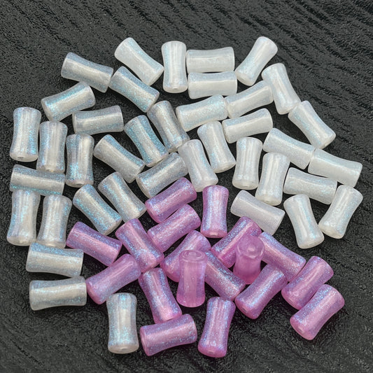 FS2154- 6×12Mm Milky Way Fine Glitter Bamboo - Joint Beads