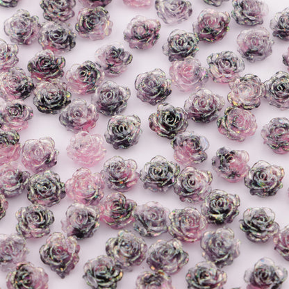 FS5457- 10mm Glitter, Soft Flower Charms Soft Flower Patches