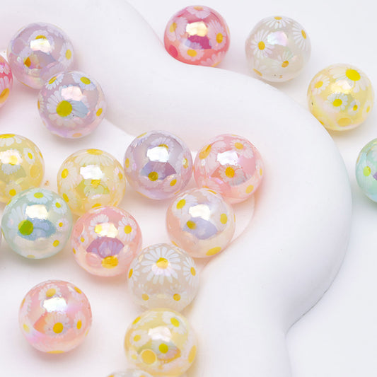 FS0549- 16mm Daisy Print Acrylic Beads