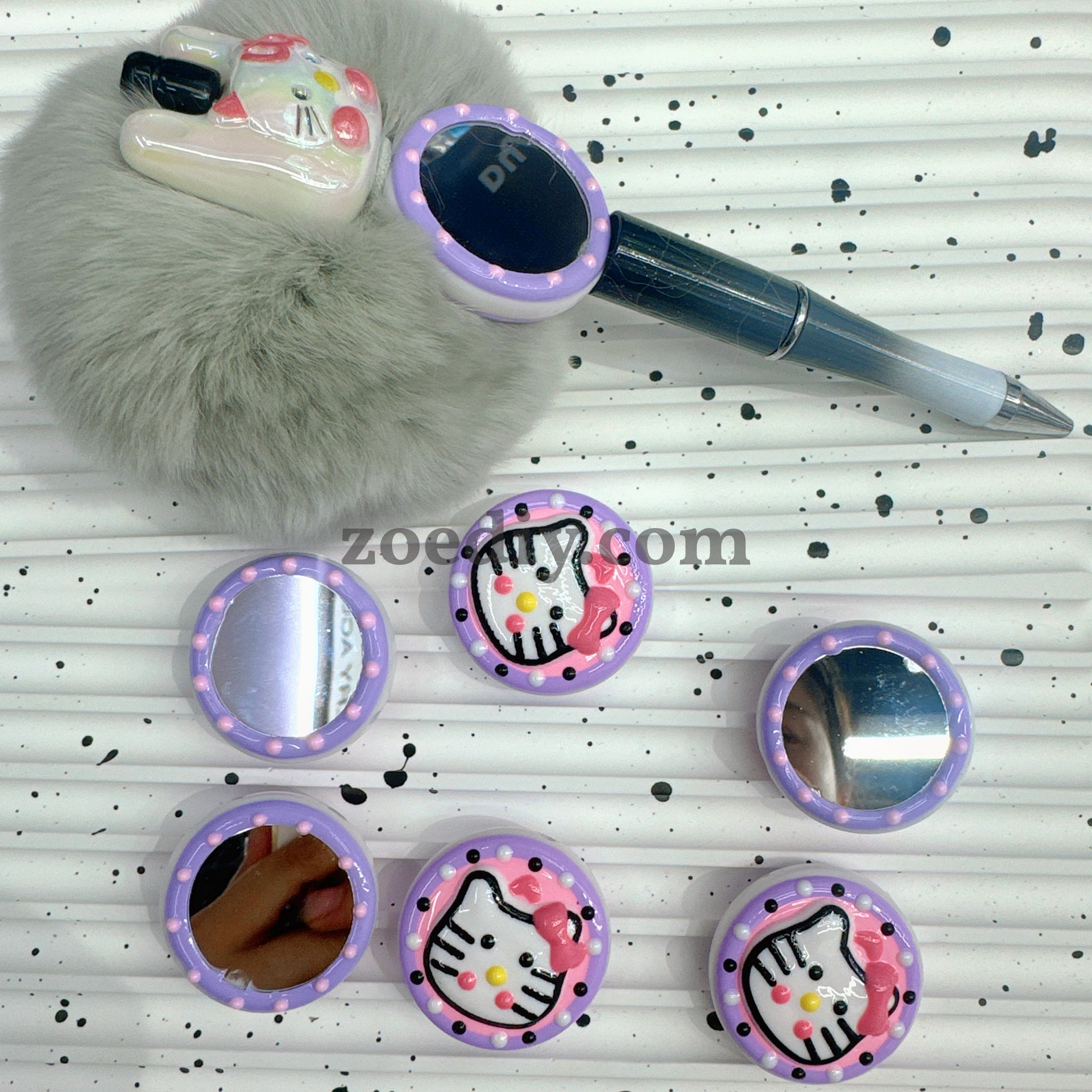 FS0346- Pink HK Mirror Freehand Painting Beads Fit For Beadable Pens