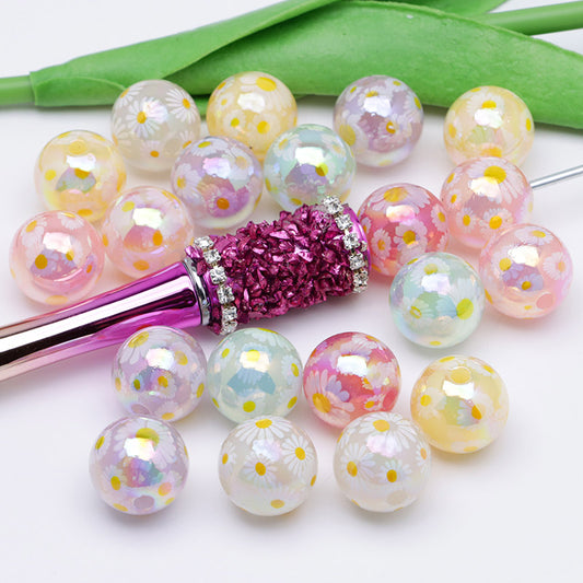 FS0549- 16mm Daisy Print Acrylic Beads
