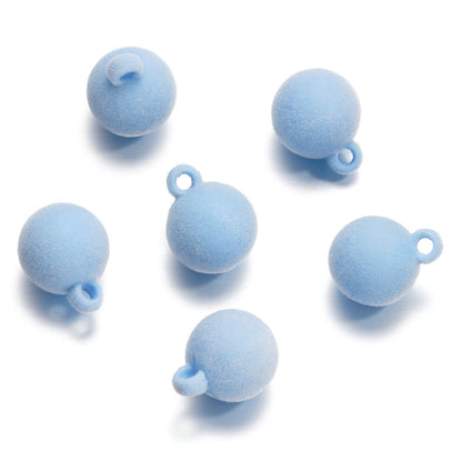FS0348- 16Mm Round Flocked Beads Charms Acrylic Round Beads For Car Hanging