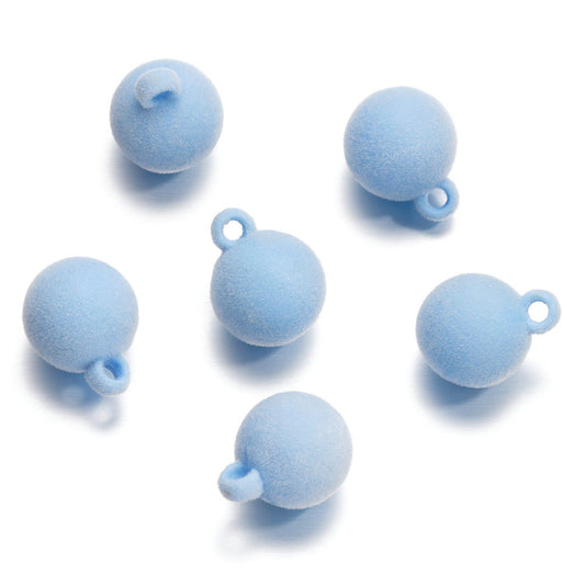 FS0348- 16Mm Round Flocked Beads Charms Acrylic Round Beads For Car Hanging