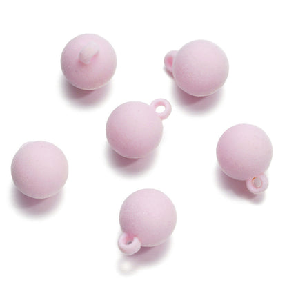 FS0348- 16Mm Round Flocked Beads Charms Acrylic Round Beads For Car Hanging
