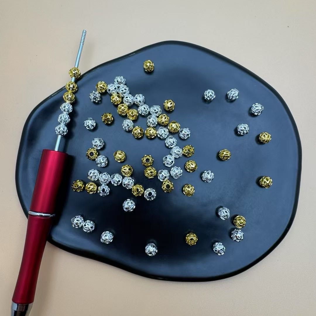 [KM5018]-  6mm Hollow Alloy Metal Beads, Fit for Pens