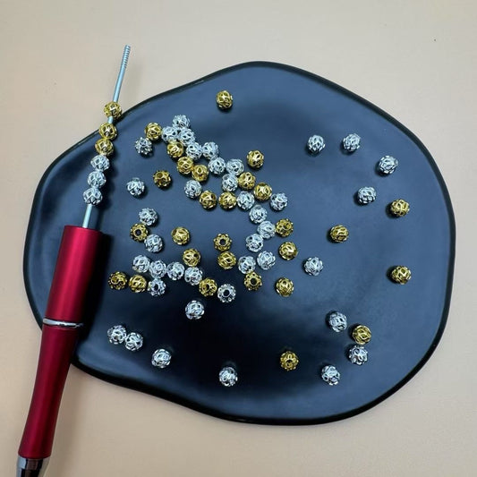 [KM5018]-  6mm Hollow Alloy Metal Beads, Fit for Pens