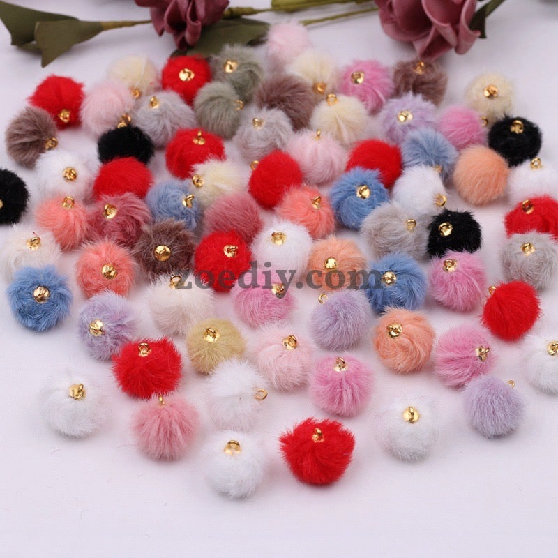 FS0352- 16MM Mixed Color Imitation Mink Plush Beads For Making Car Hangers