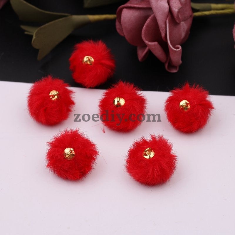 FS0352- 16MM Mixed Color Imitation Mink Plush Beads For Making Car Hangers