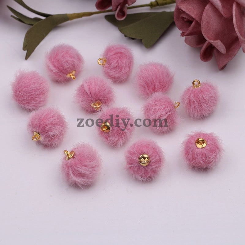 FS0352- 16MM Mixed Color Imitation Mink Plush Beads For Making Car Hangers