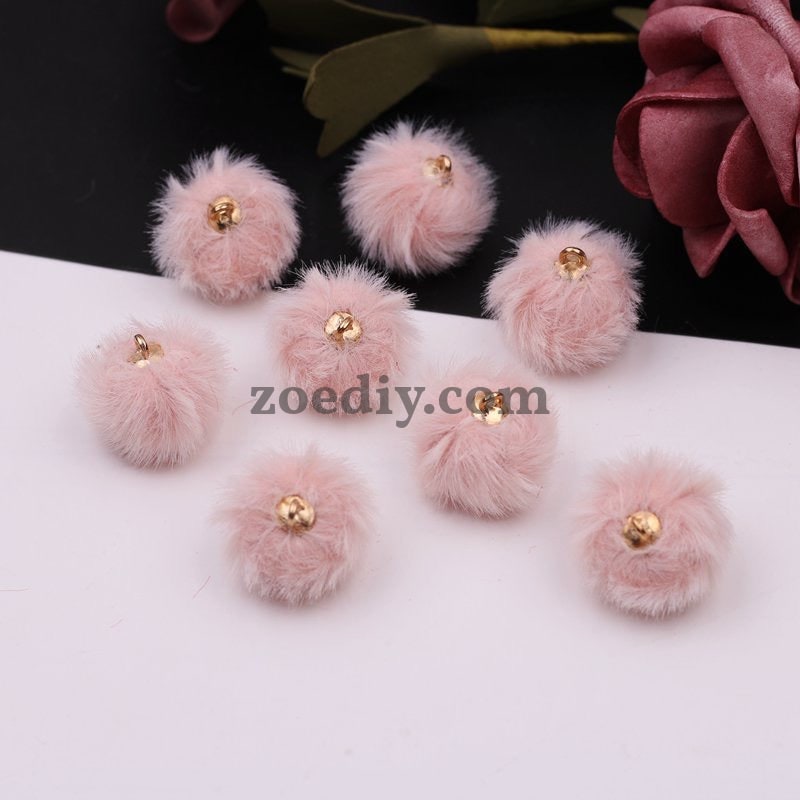 FS0352- 16MM Mixed Color Imitation Mink Plush Beads For Making Car Hangers