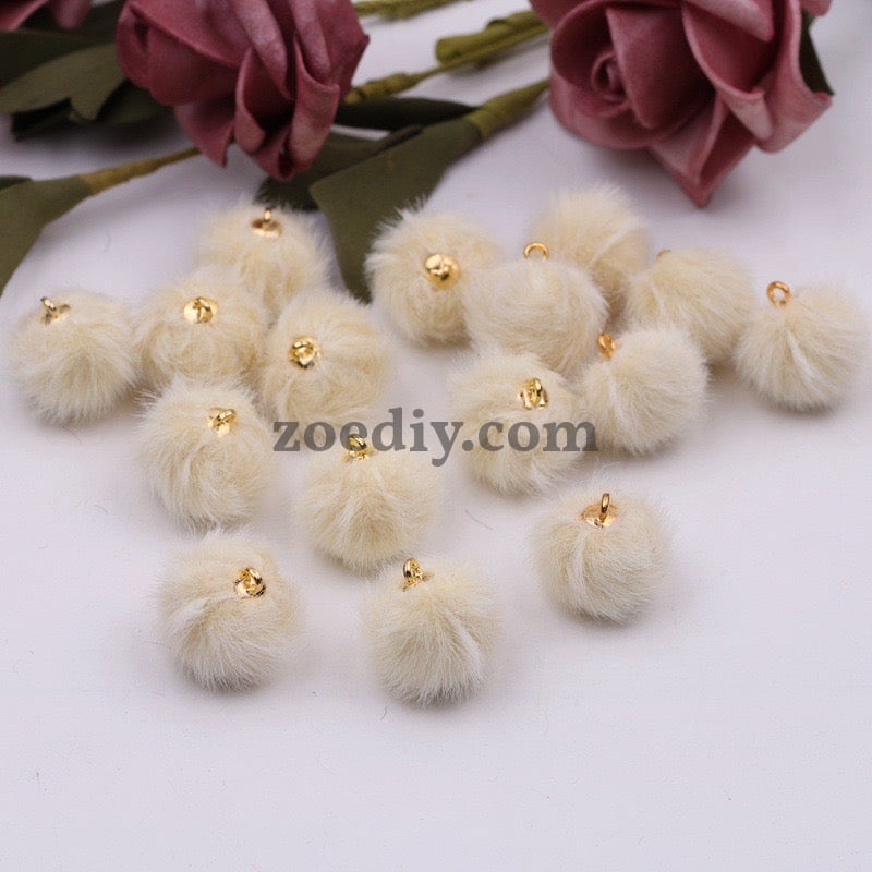 FS0352- 16MM Mixed Color Imitation Mink Plush Beads For Making Car Hangers