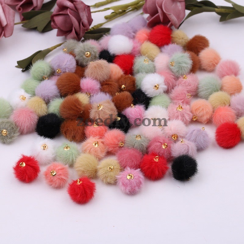 FS0352- 16MM Mixed Color Imitation Mink Plush Beads For Making Car Hangers